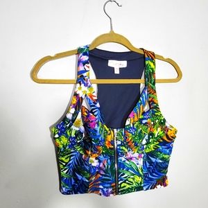 🌜 RARE FIND Marilyn Monroe Cutout Crop Top Tropical Palm Size M